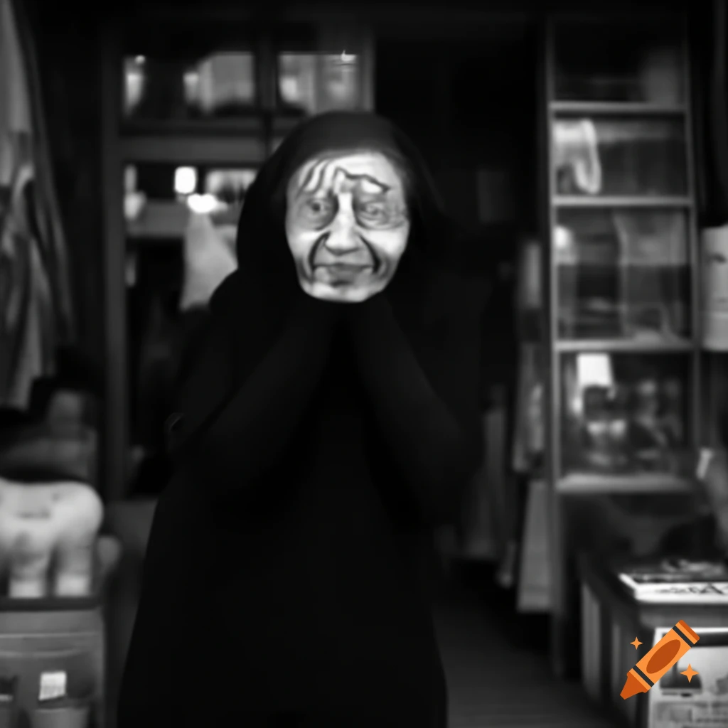 Distressed person escaping from a small shop
