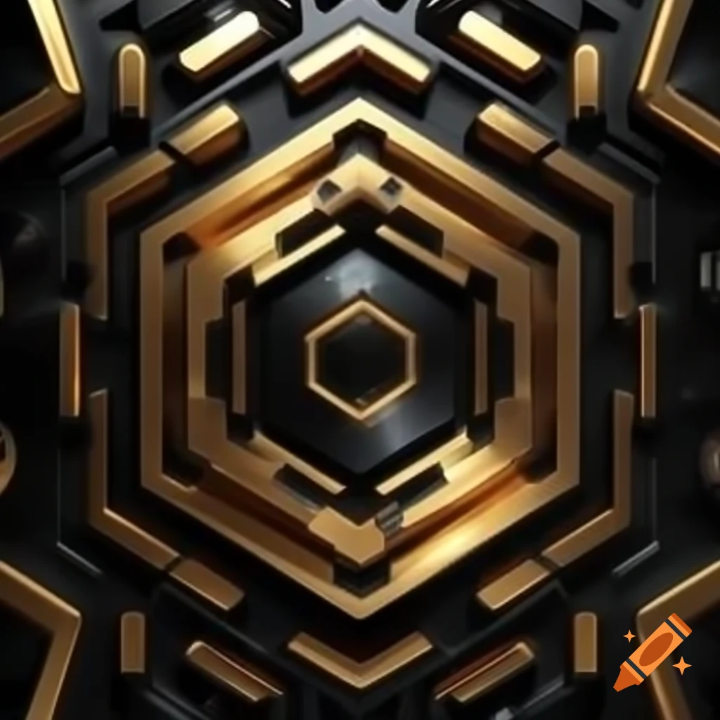 Futuristic luxurious abstract geometric hexagon background in glowing gold and gray