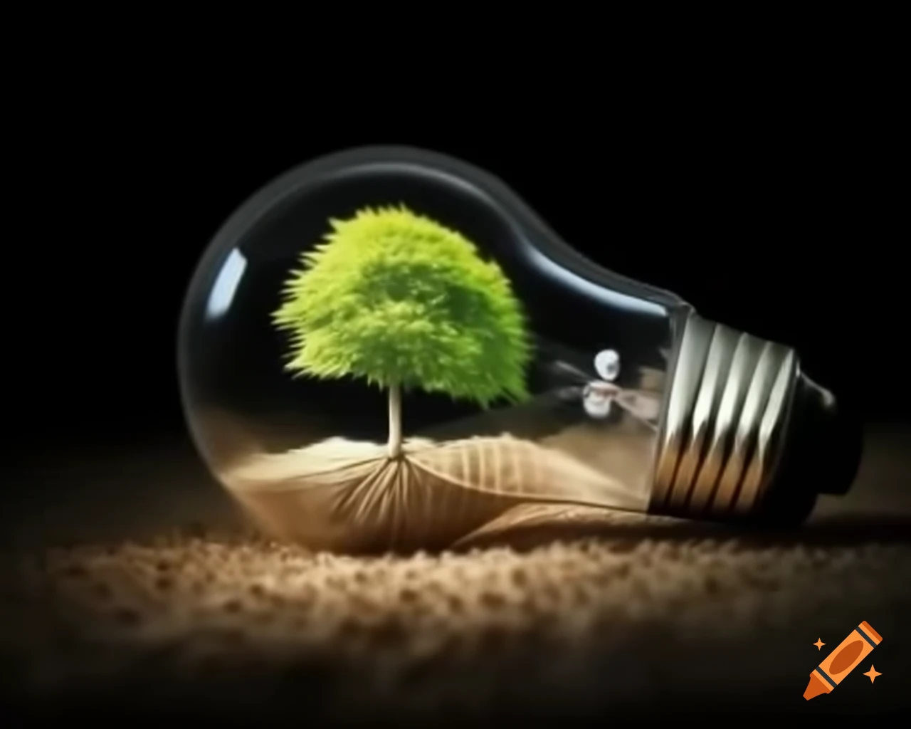 Light bulb featuring a tree inside, symbolizing nature and innovation