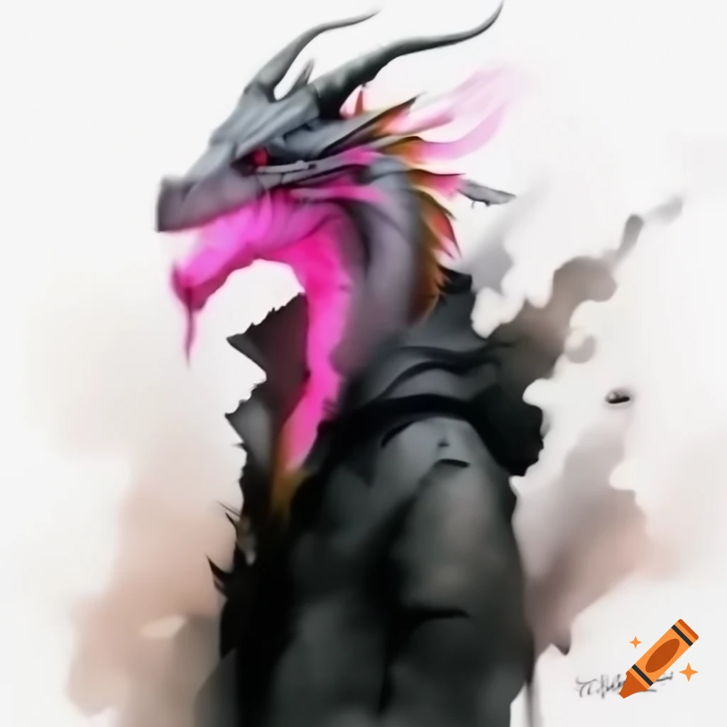 Muscular half dragon, half human named Kryan with scales, scar, and horns in black-grey jacket