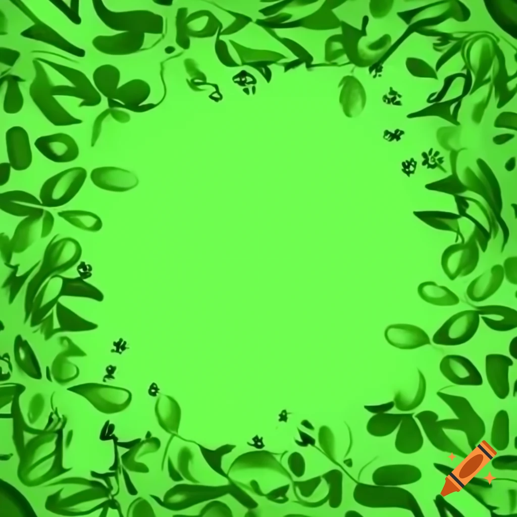 Empty green nest atop branches with green background