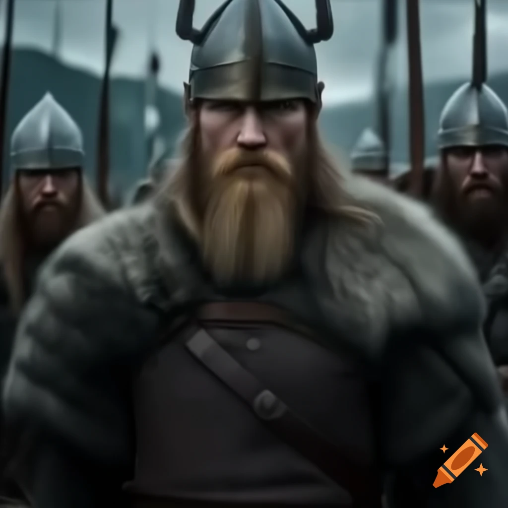 Strong young Viking warrior king Beowulf