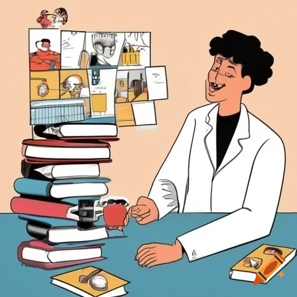 Comic strip featuring student Alex at desk, examining lab equipment