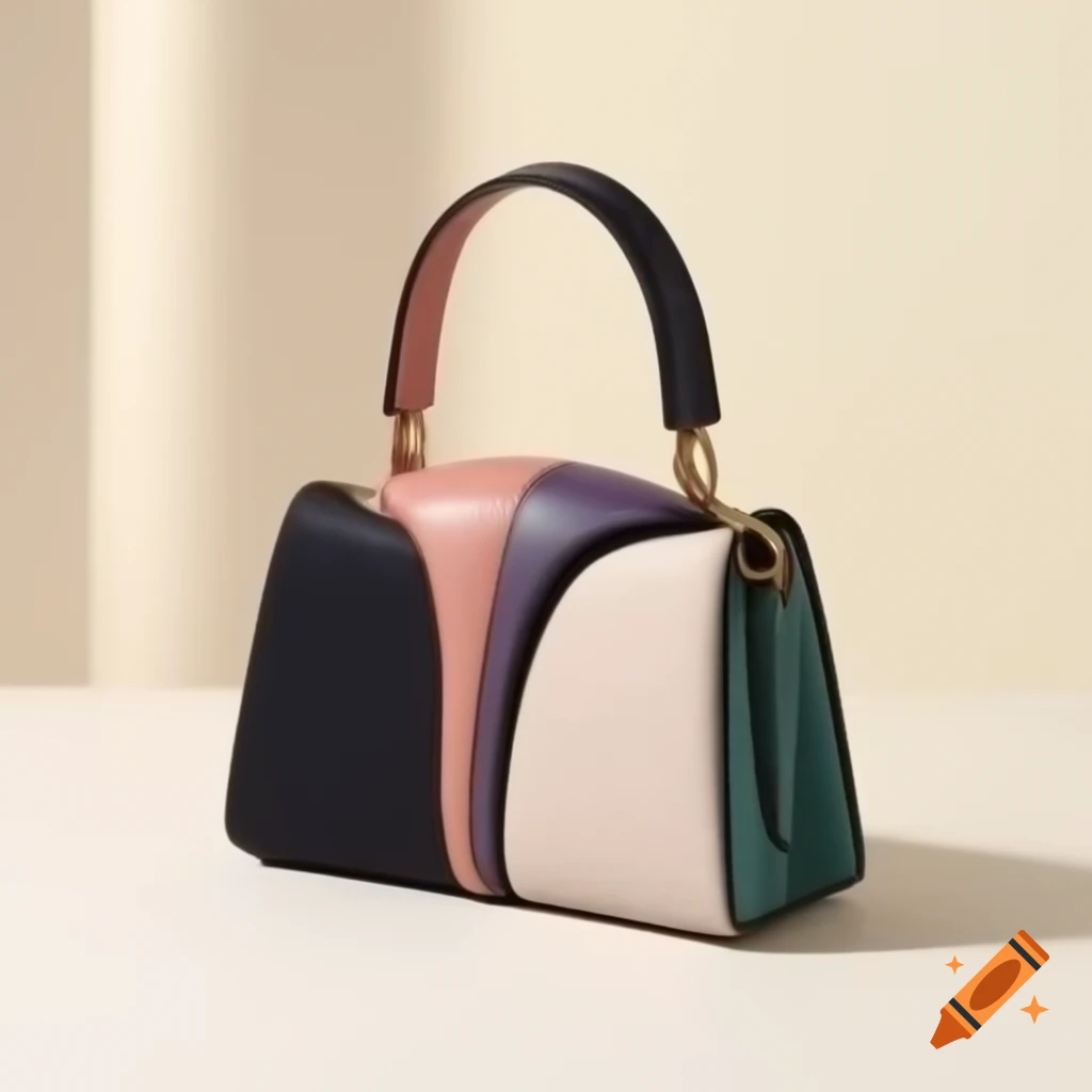 Elegant women's handbag in distinctive shape and colors