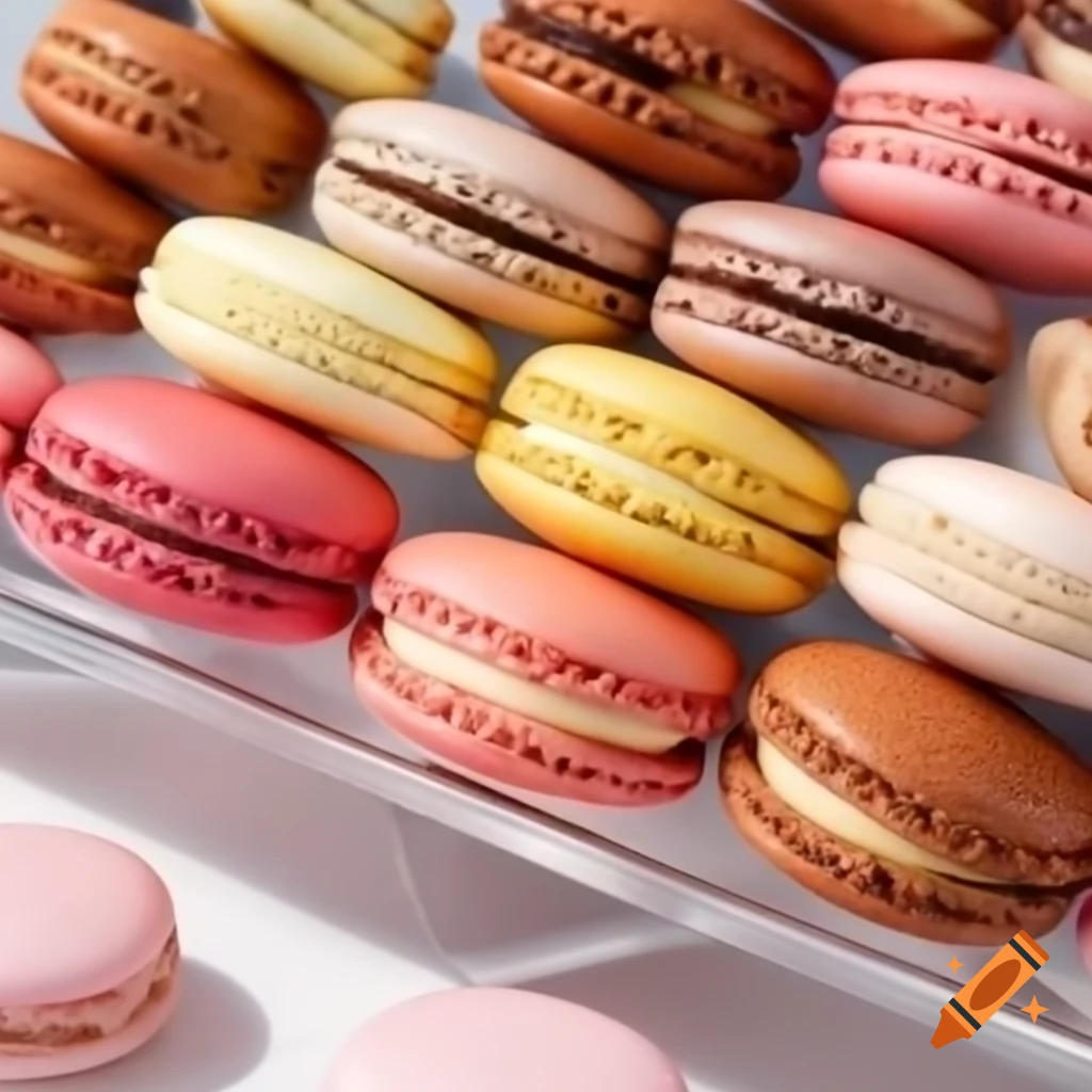 Vitrine displaying colorful macarons