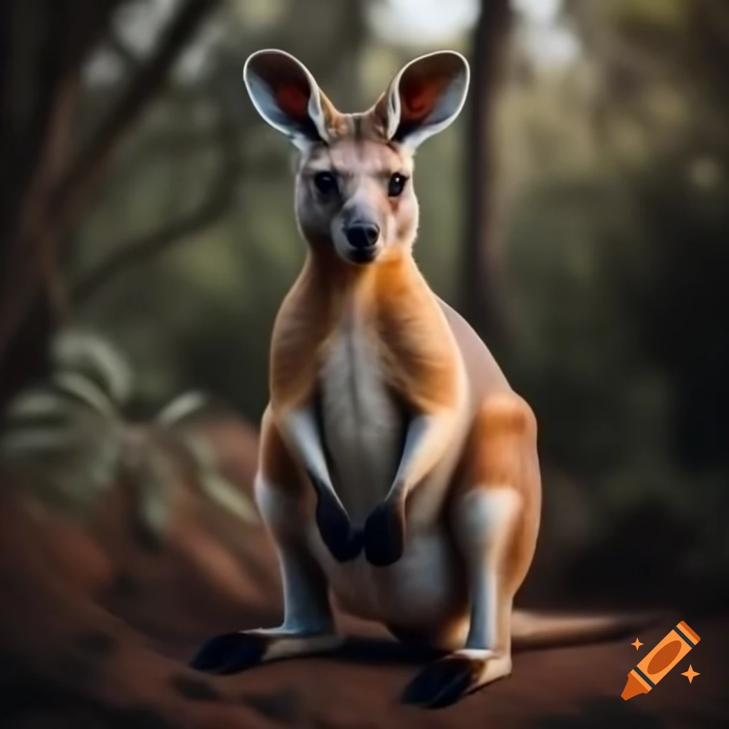 Detailed landscape featuring a realistic kangaroo in Magic: The Gathering style