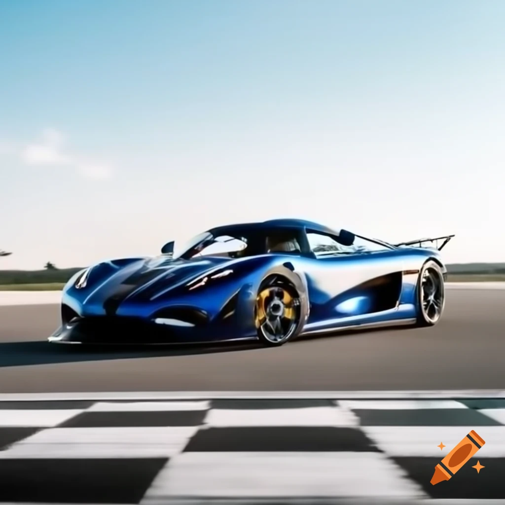 Deep blue Koenigsegg Jesko Absolut on chrome wheels at Polish racetrack