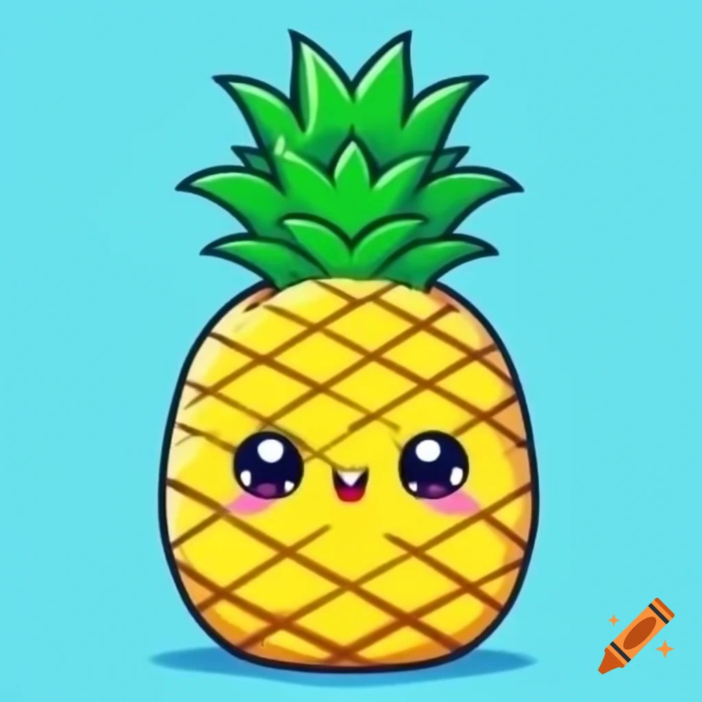 Cartoon of a pineapple with a cheerful expression