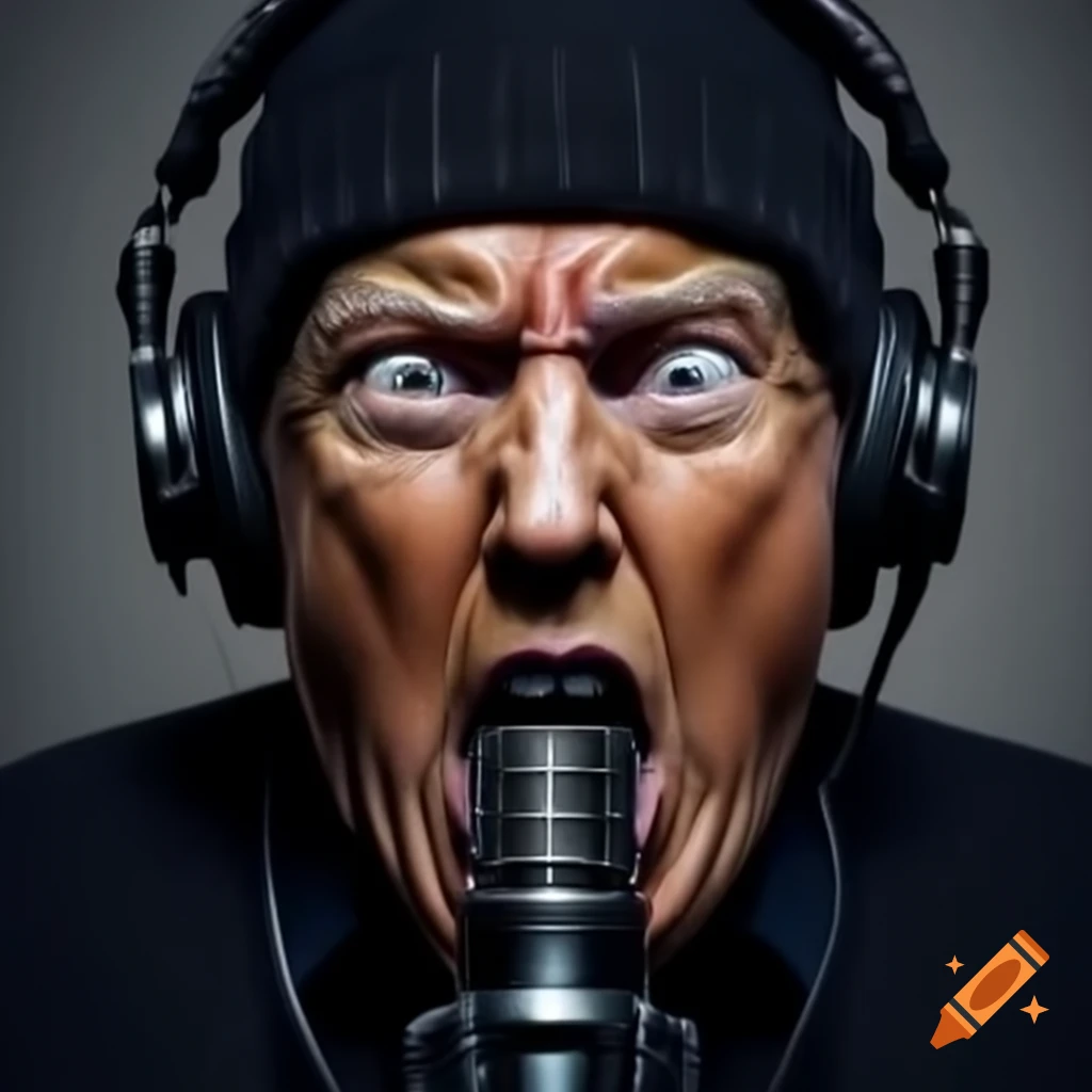 Individual in black hat and shirt live streaming conspiracy theories with microphone