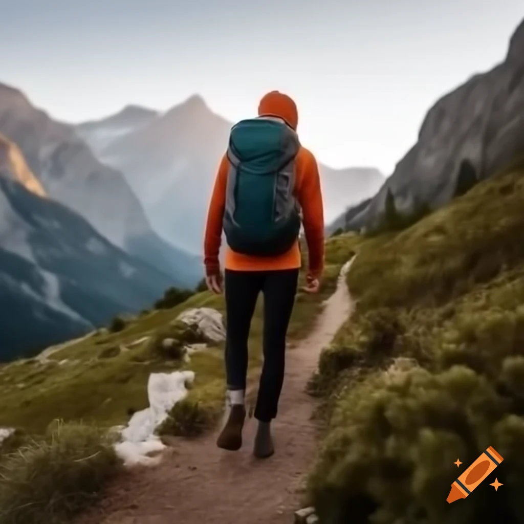 Person hiking on mountain trail