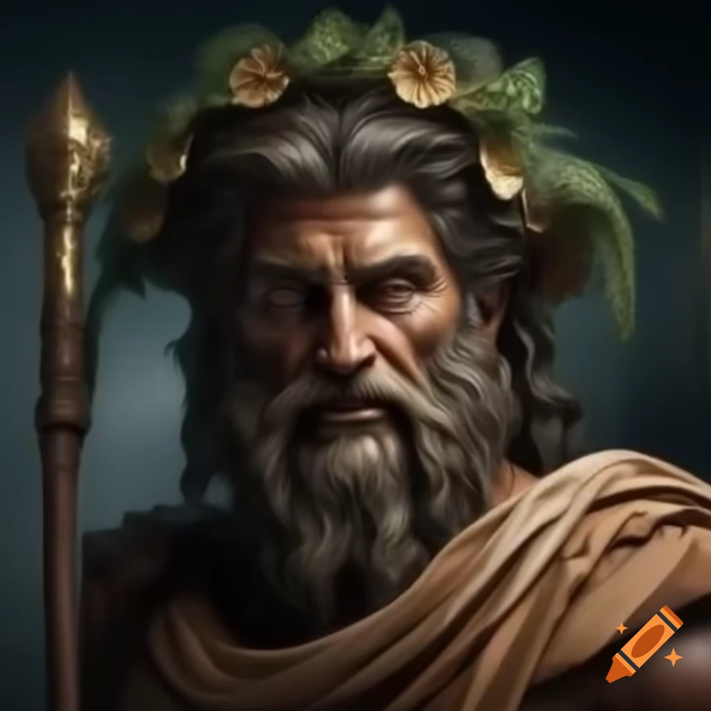 Realistic portrait of Greek god Hermes, the messenger of the gods