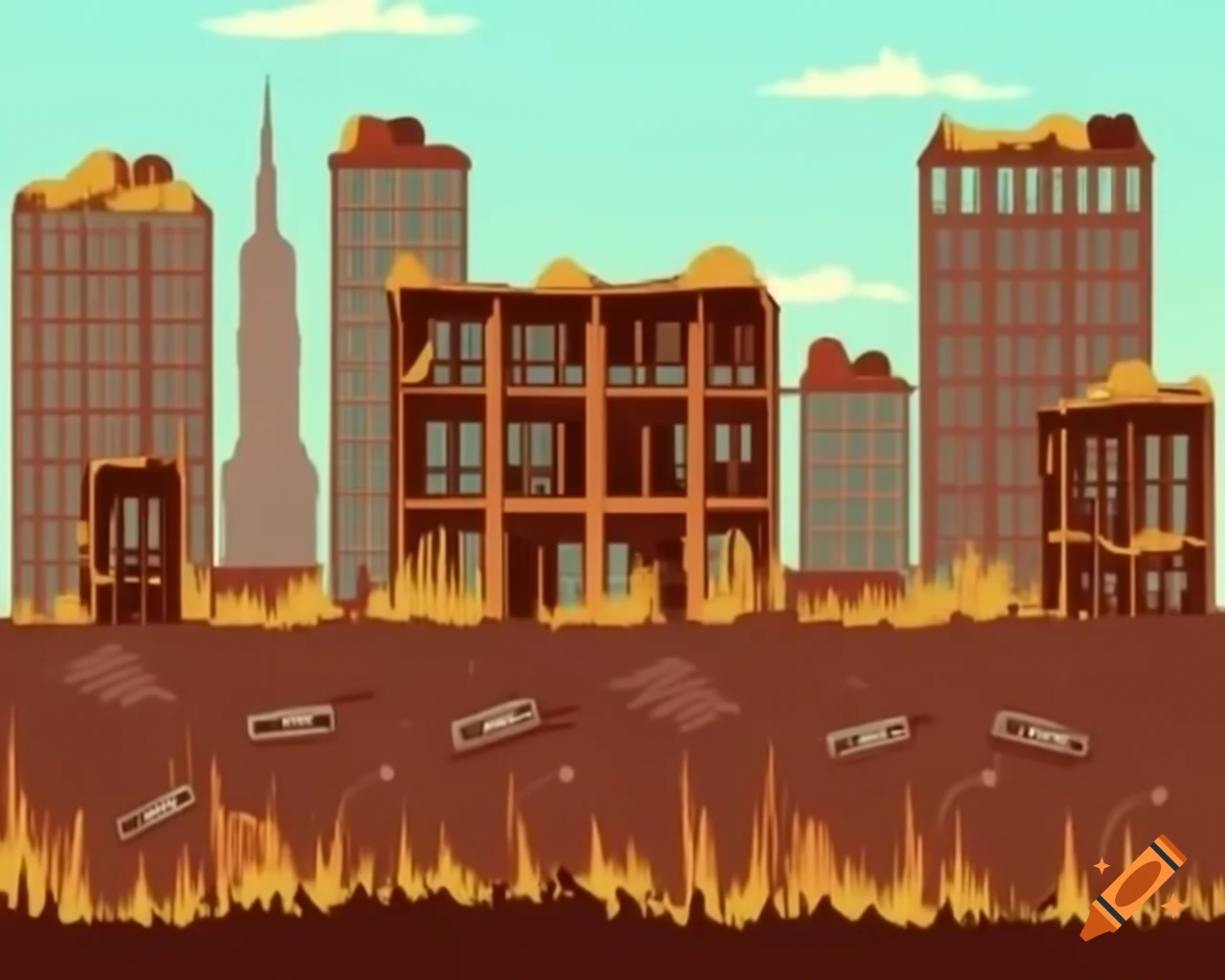 Post-apocalyptic New York City overtaken by vegetation