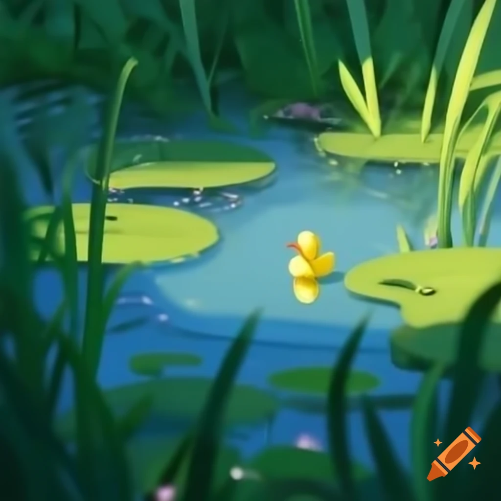 Pond with a duck swimming