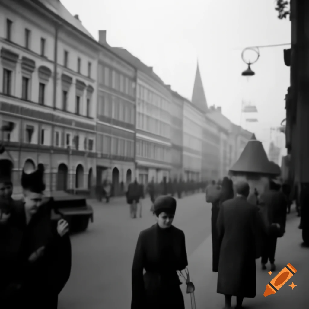 High quality depiction of a 1950's Polish city