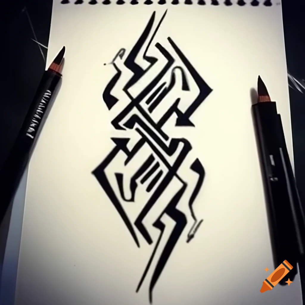 Tribal tattoo design inspired by lightning motifs