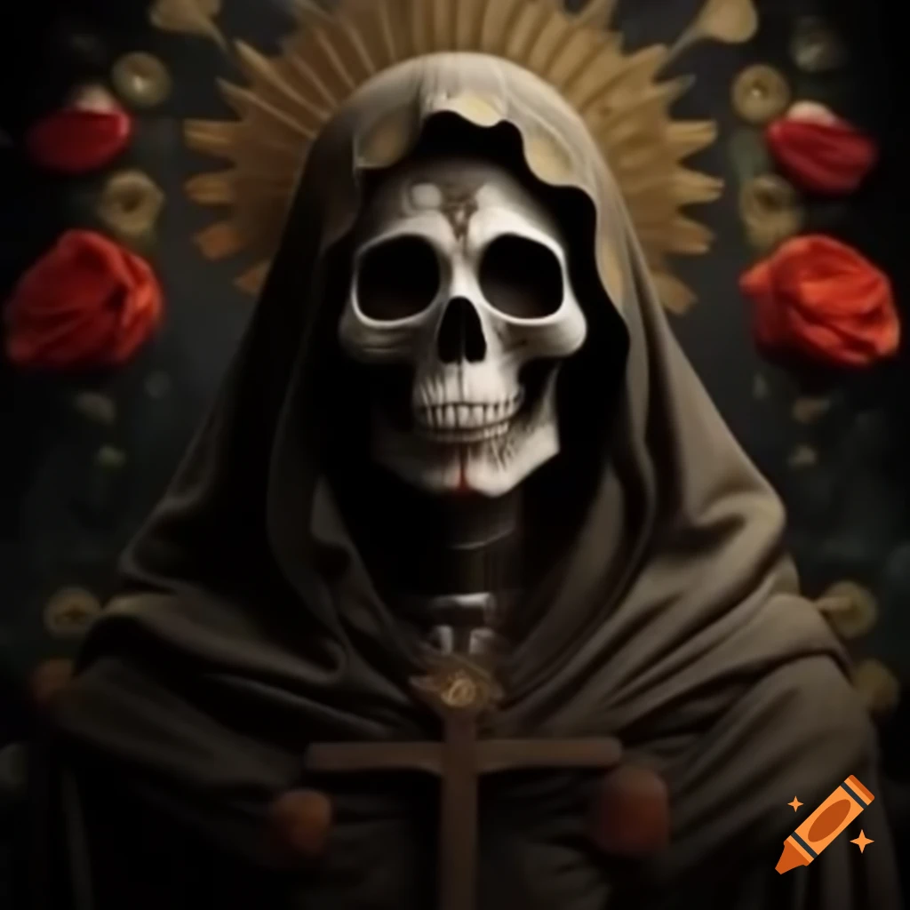 High definition depiction of Santa Muerte from Aztec culture