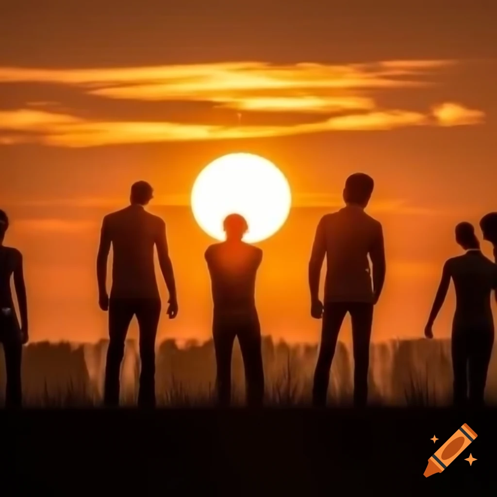 Silhouette of a group against the sunlight