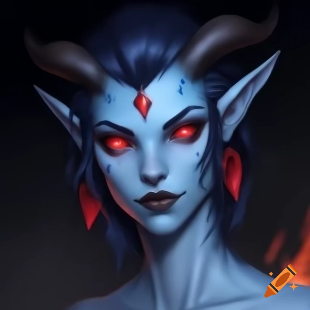 Female tiefling warlock casting eldritch blast kawaii style on craiyon