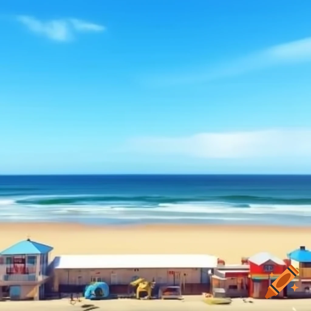Scenic beach with expansive sea and small bar