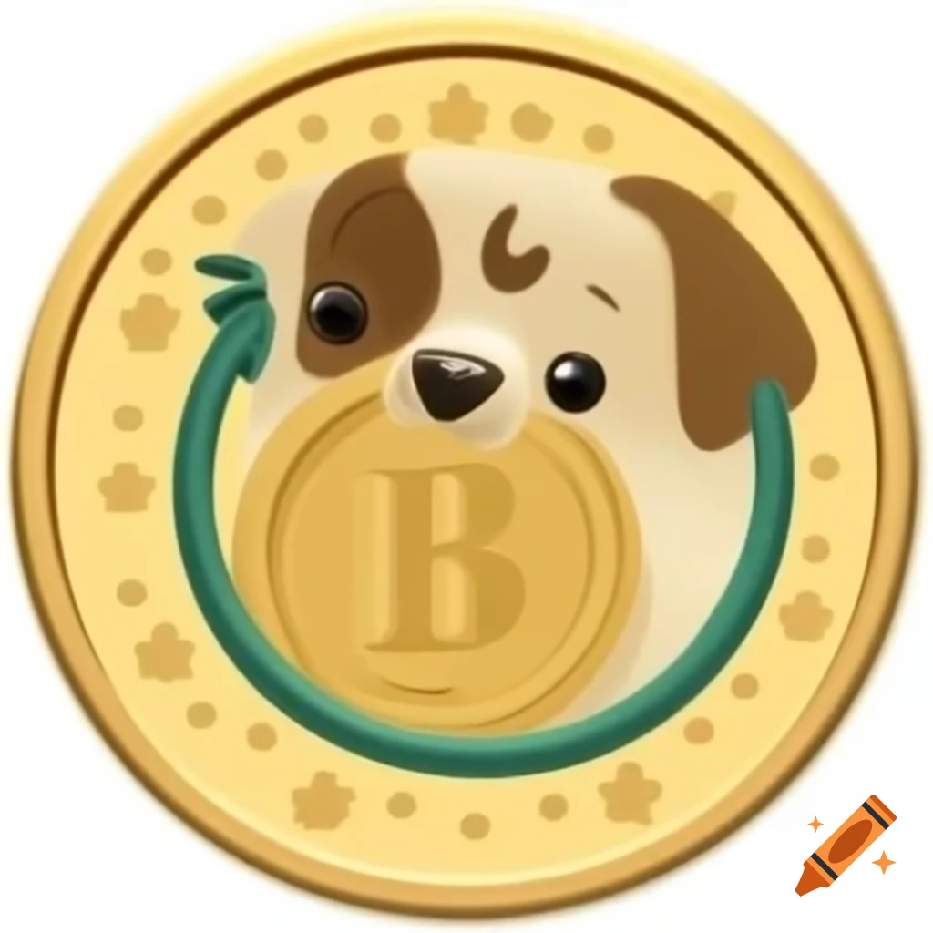 Cutely designed dog-themed cryptocurrency coin on Craiyon