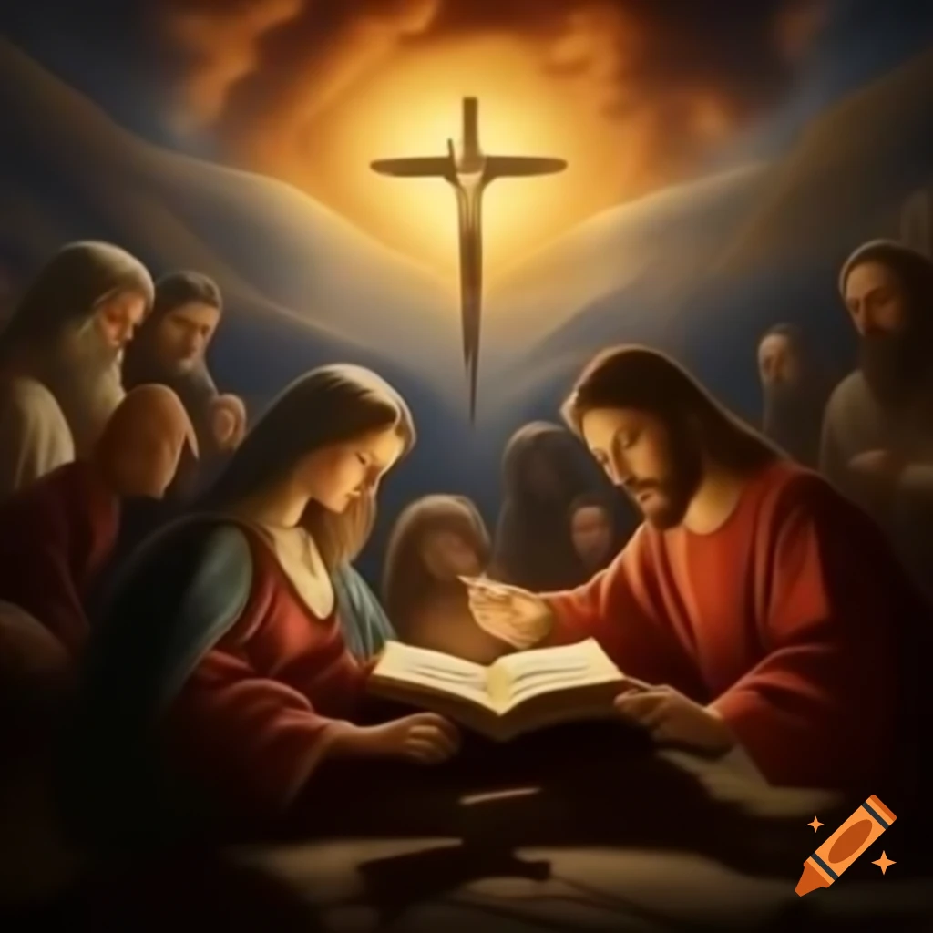 Spiritual and comforting scene inspired by Bible verse depicting Jesus