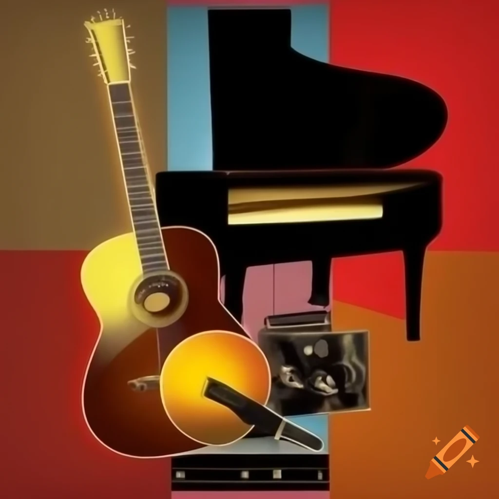 Album cover featuring guitar and piano in Picasso style