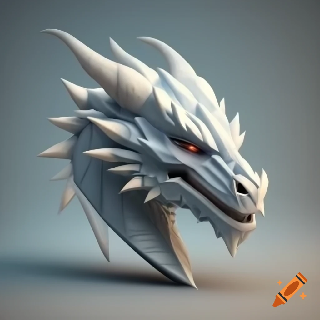 Geometric 3D dragon head design with straight lines and triangles