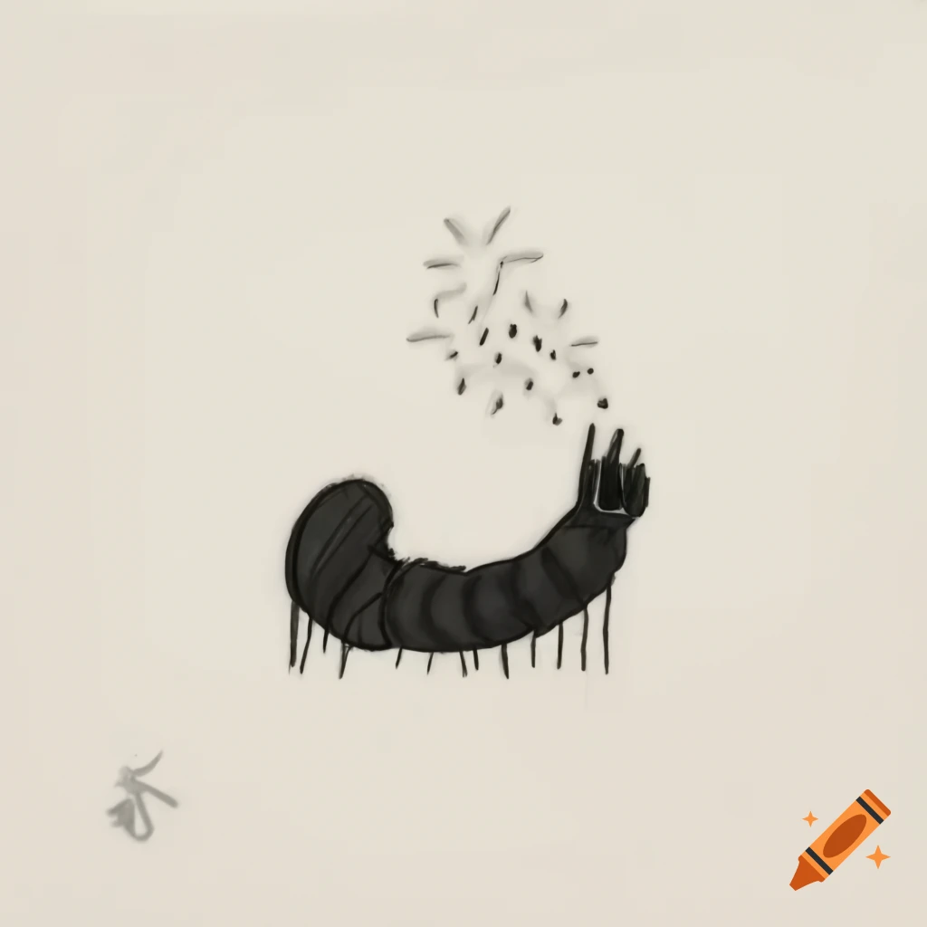 Minimal art drawing of a tiny fractal dot represented as a maggot