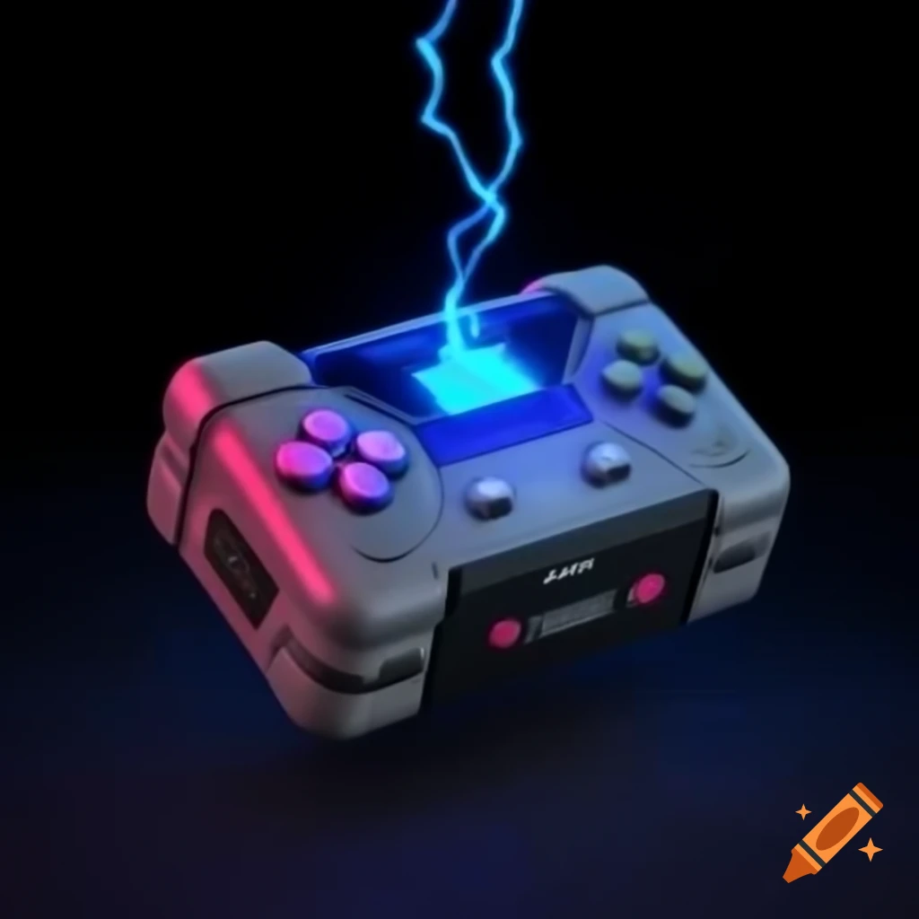90's urban fantasy handheld game console powered by magic