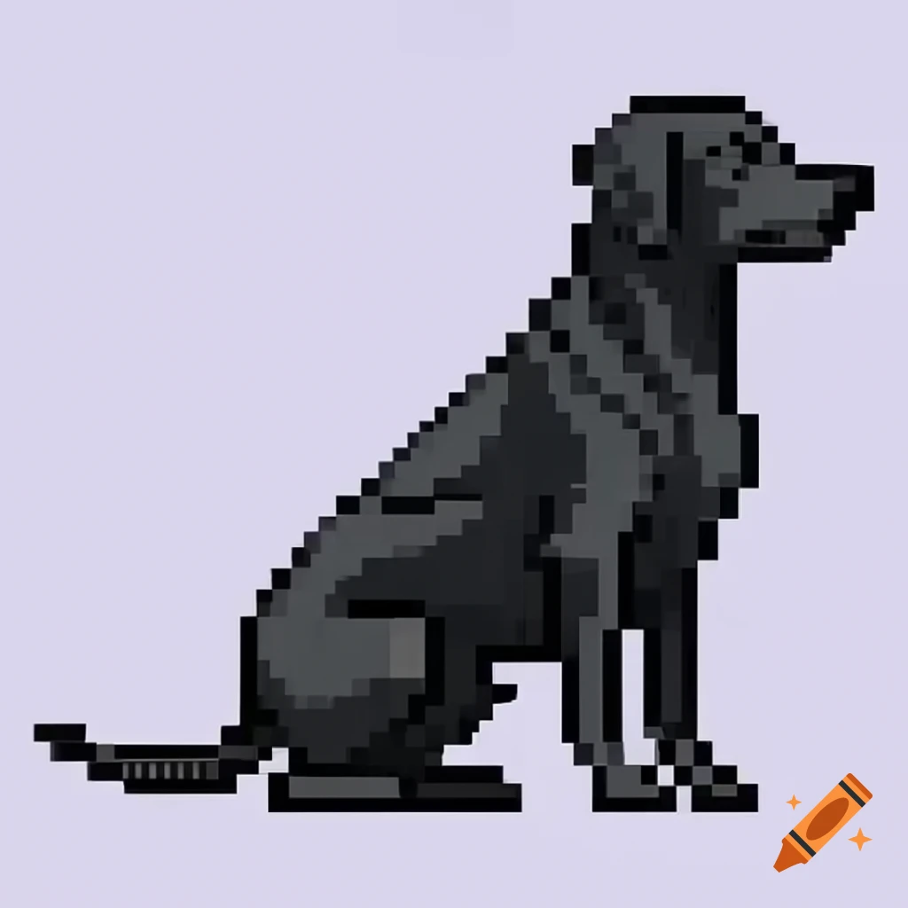 Pixel art of American black Labrador retriever in various poses