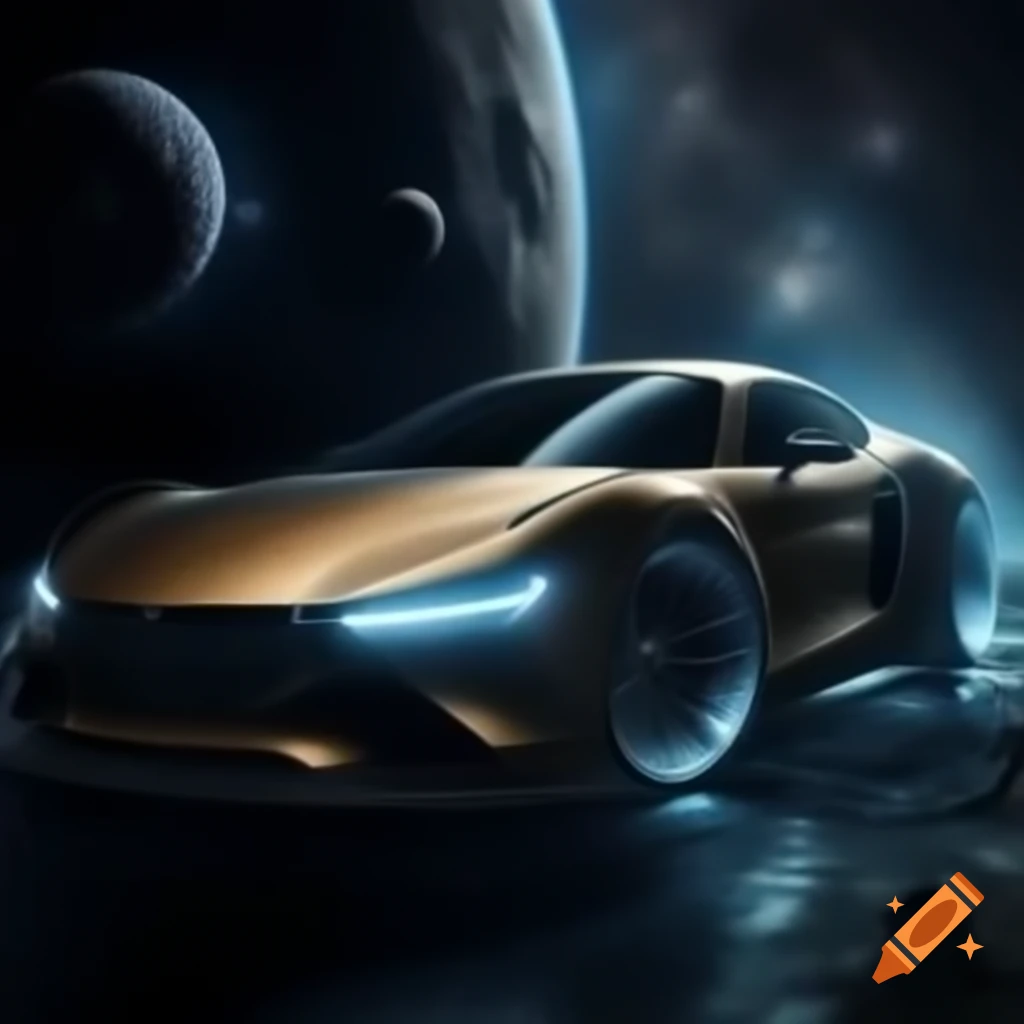 Realistic 4K image of a car in space