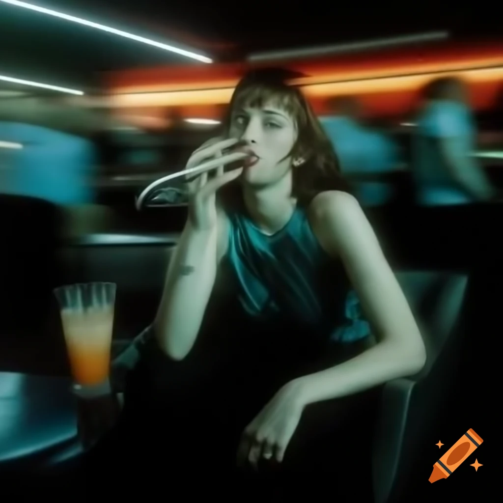 Modern jazz singer in club with drink, motion blur effect