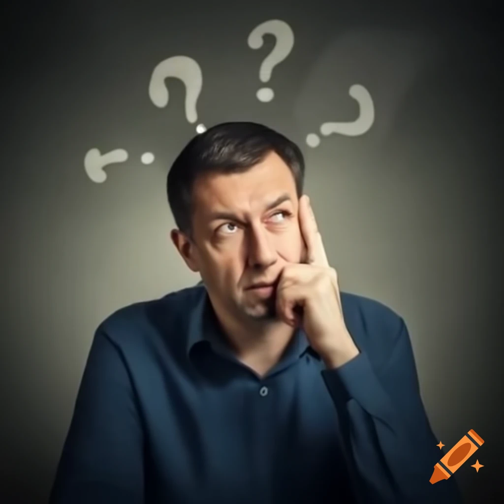 Man in thoughtful pose with hand on head