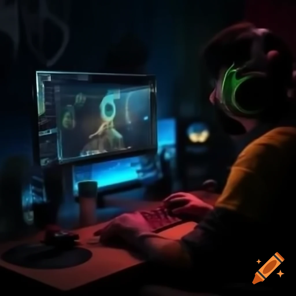 Twitch streamer Plagiatus Imitatus in a gaming setup