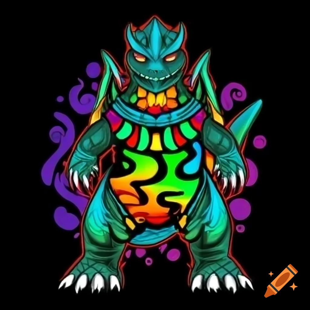 Psychedelic representation of a kaiju