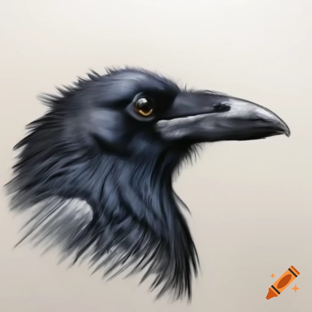 Raven head illustration detailed and artistic