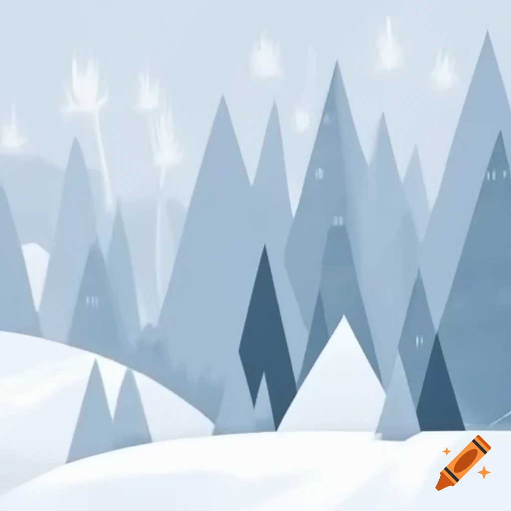 Snowy forest depicted with simple geometric forms