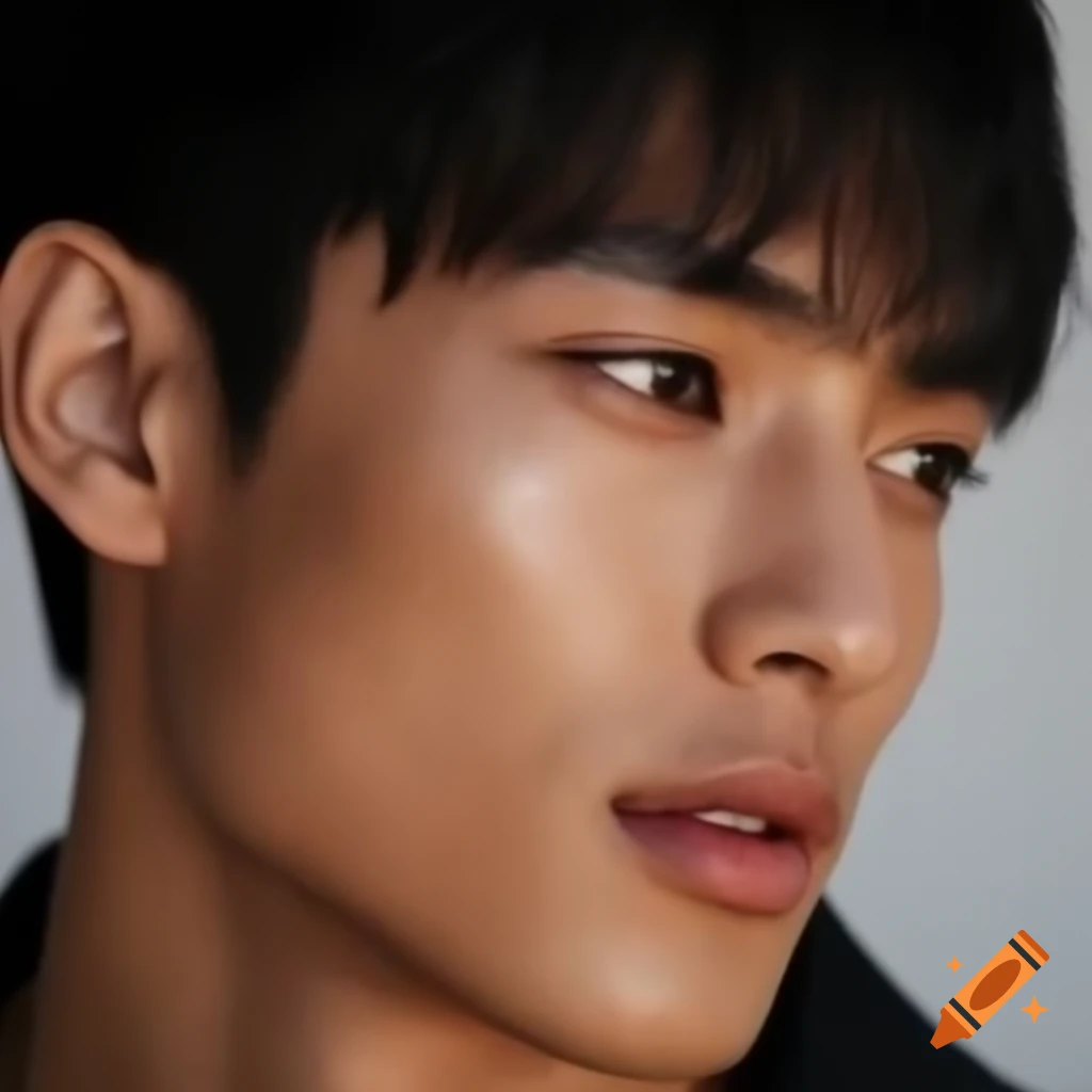 Handsome Asian young man with smooth skin and well-defined features