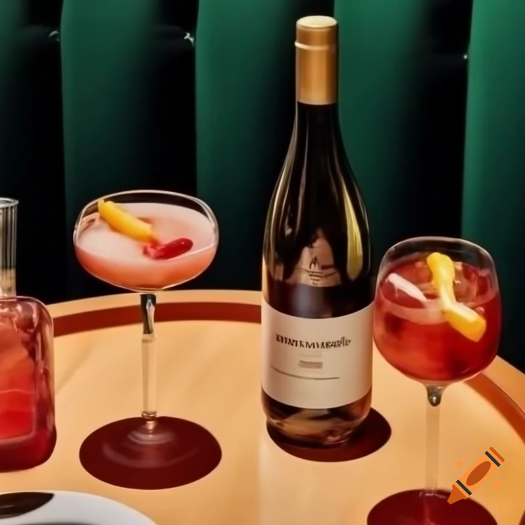 Wine and cocktails displayed on a table