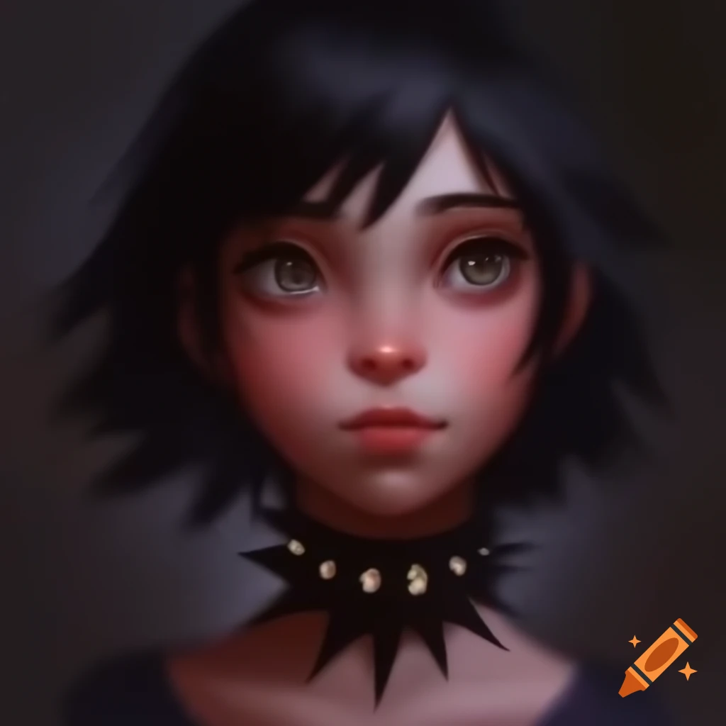 Painting of girl with a spiked collar