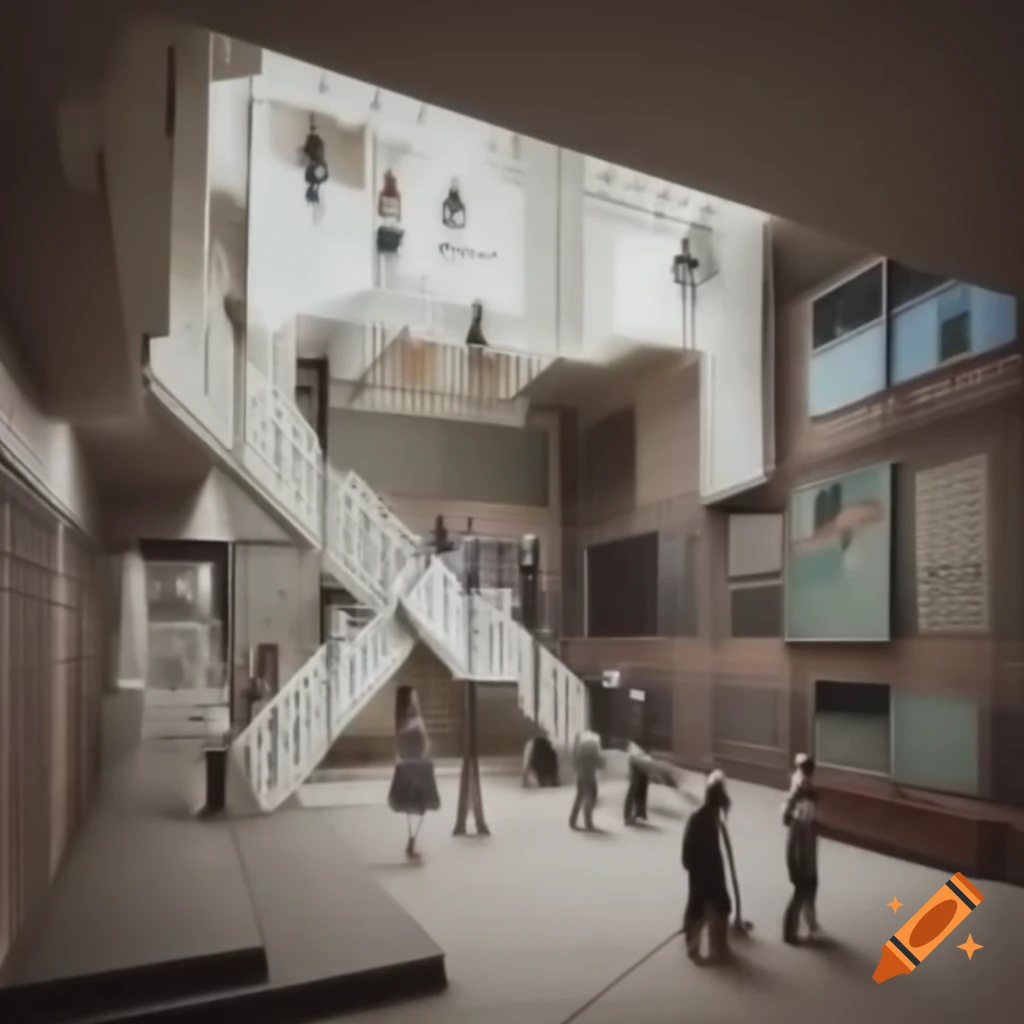 Architectural montage showcasing inclusive interior design with multi-age staircase