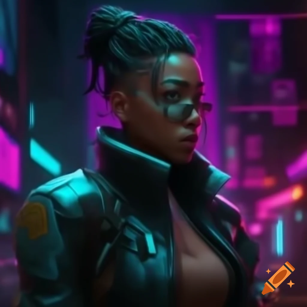 Futuristic cyberpunk cityscape with neon lights