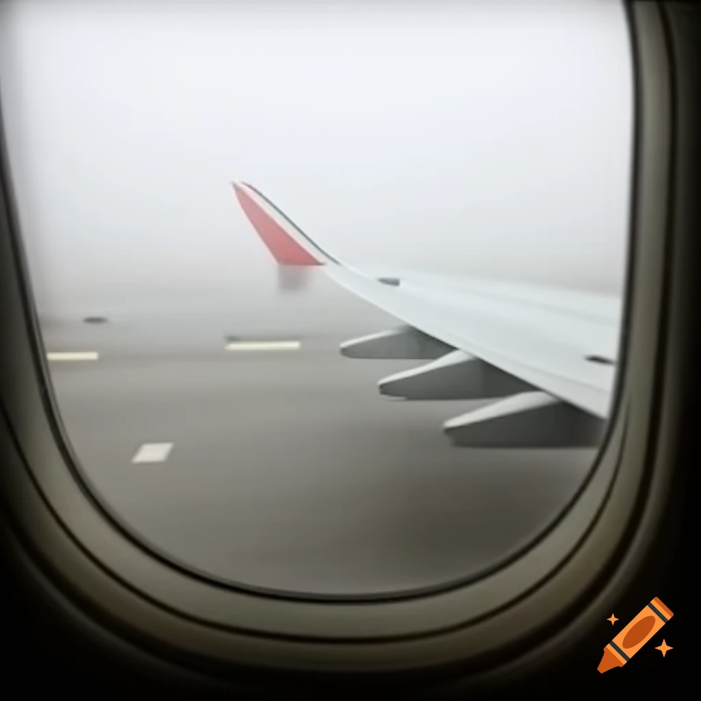 Foggy scene at an airport, creating a mysterious atmosphere