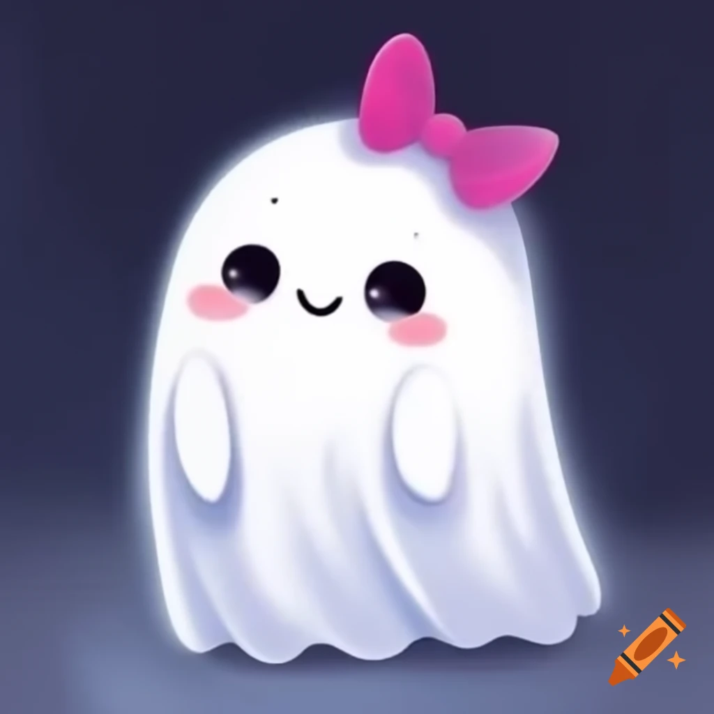 Cute ghost girl with pink bow on head