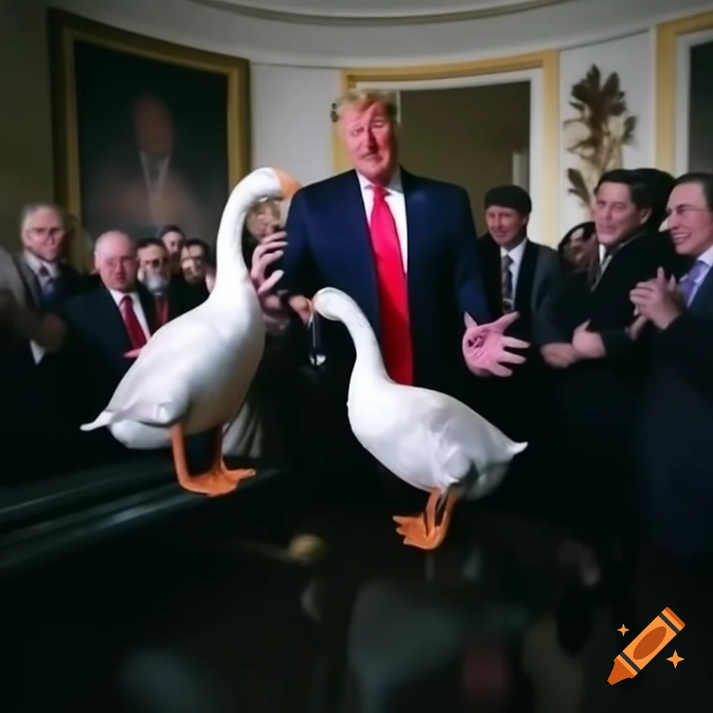 Canadian geese with pro-Trump symbolism
