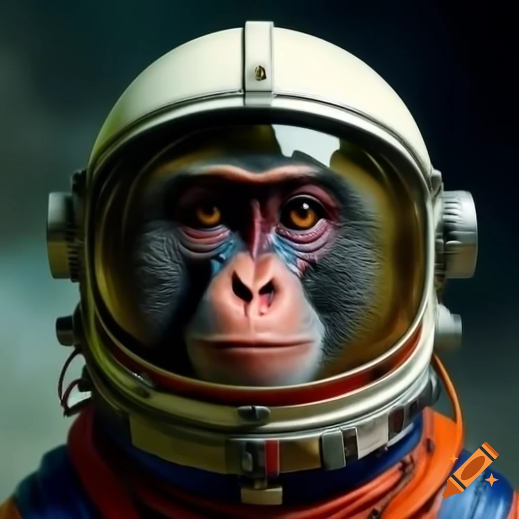 Baboon in space helmet in Andy Warhol style