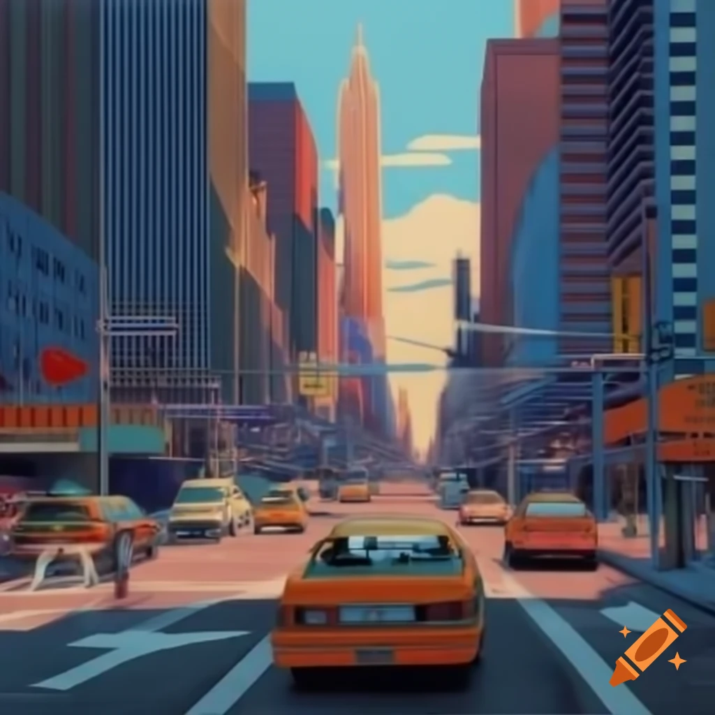 90s city vibe boom bap art style illustration