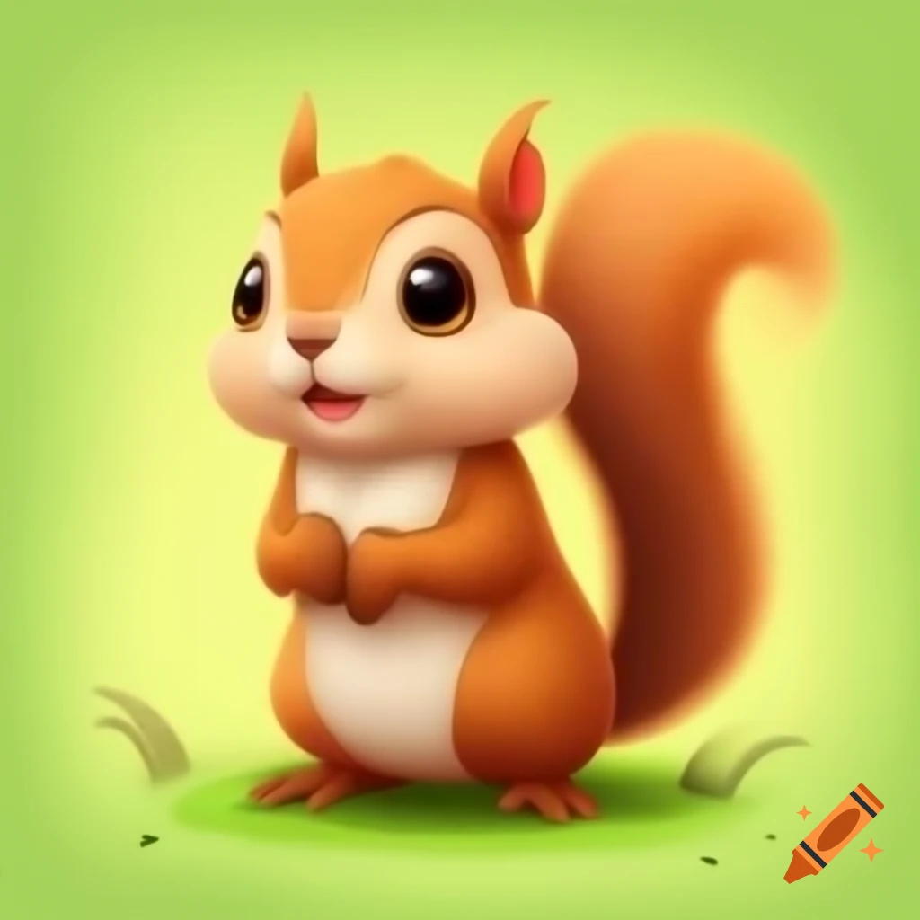 Cartoon of a dwarf interacting with a cute squirrel