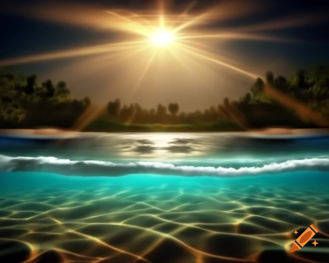 Breathtaking beach with golden sand glistening in the sun