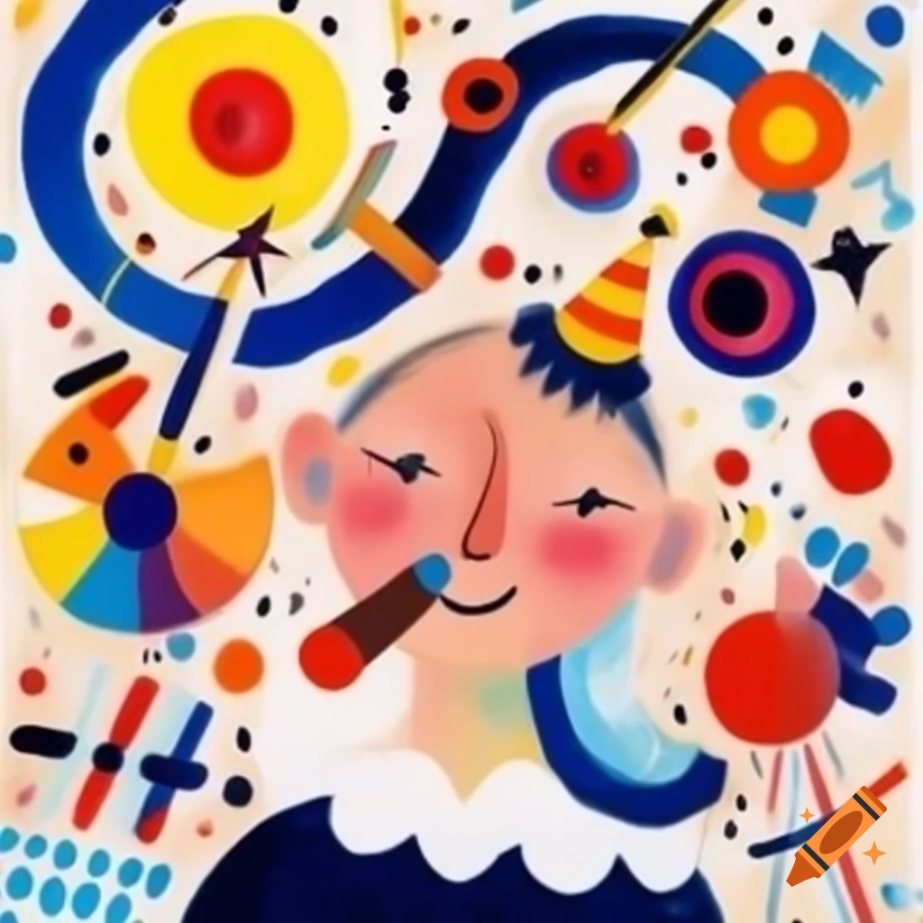 Colorful abstract painting inspired by Kandinsky and Karel Appel, celebrating a birthday